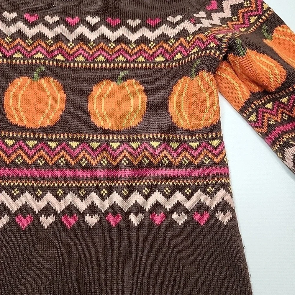 THE CHILDREN'S‎ PLACE Toddler Girls' 4T Orange Brown Pumpkin Fall Sweater Dress